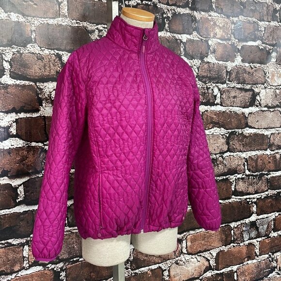 Lands' End Puffer Jacket Full Zip Hot Pink Pockets Size Medium M - Picture 5 of 16